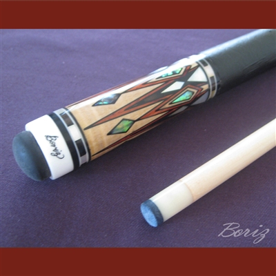 Boriz Billiards Black Leather Grip Pool Cue Stick Original Inlay Artwork
