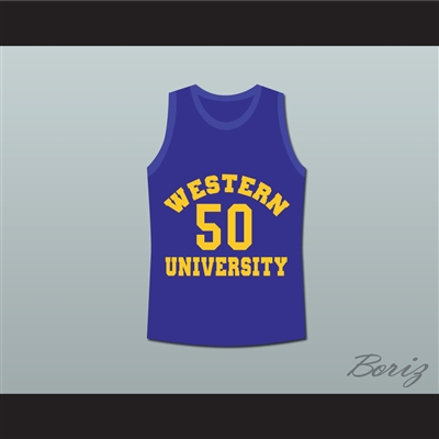 Shaq Neon Boudeaux Western University White Basketball Jersey Blue
