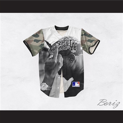 Tupac Shakur 13 Los Angeles Camouflage Sleeve Baseball Jersey