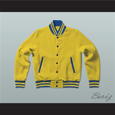 Green and Yellow Varsity Letterman Jacket-Style Sweatshirt — BORIZ